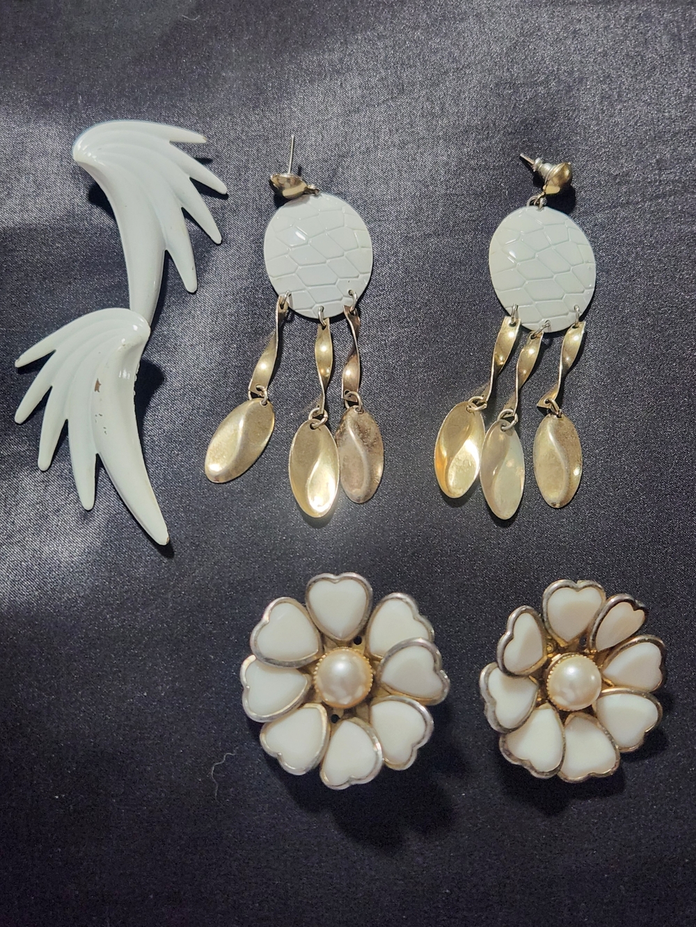 Bundle White and Gold Earrings – Women Jewelry
